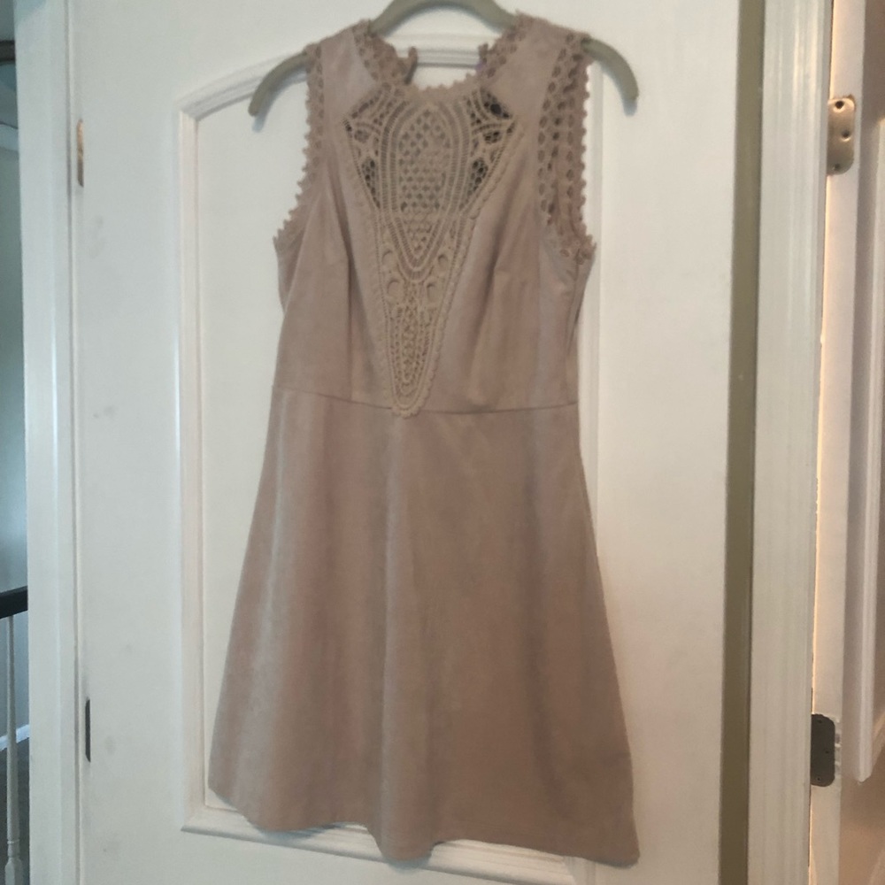 Francesca’s tan suede dress